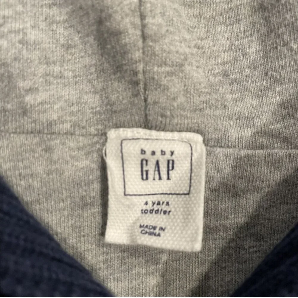 Baby Gap 4Y Navy Blue Striped Hooded Toggle Sweater
